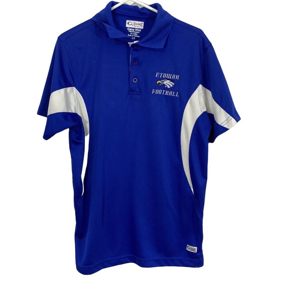 Etowah Football Game Sportswear Ltd Mens Blue Game Wick Collared T Shirt Size L